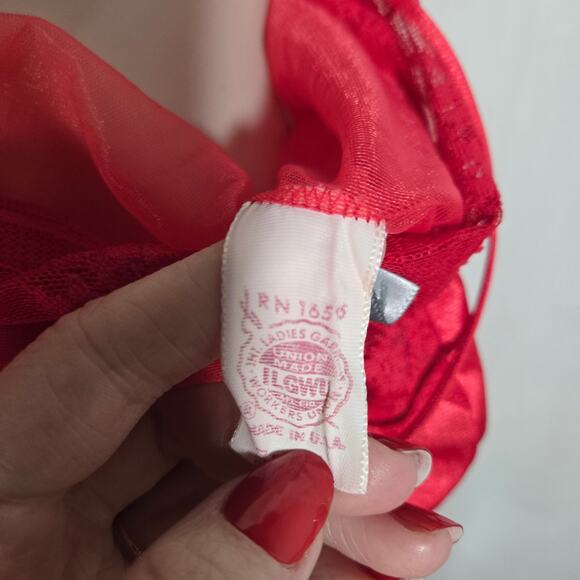 Vtg Flair Lingerie Union Made Maxi Slip Dress Romantic Valentines Lace Large - Picture 4 of 7